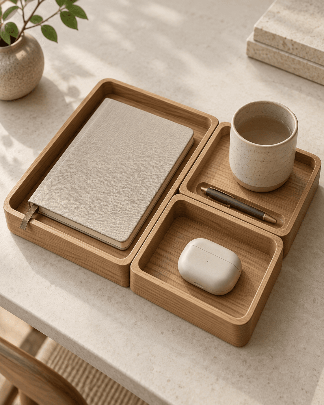 Modular Oak Desk Tray